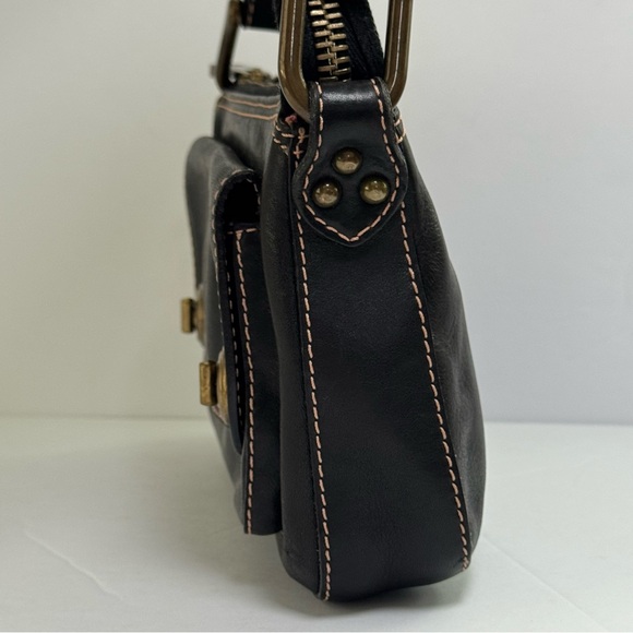 Marc Jacobs Y2K Black Leather Double Turnlock Shoulder Bag Pink Suede Lining - Picture 3 of 15